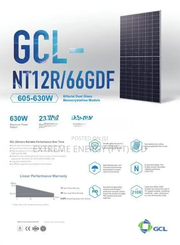 GCL NT12R/66GDC 620W Solar Panel – Brand New