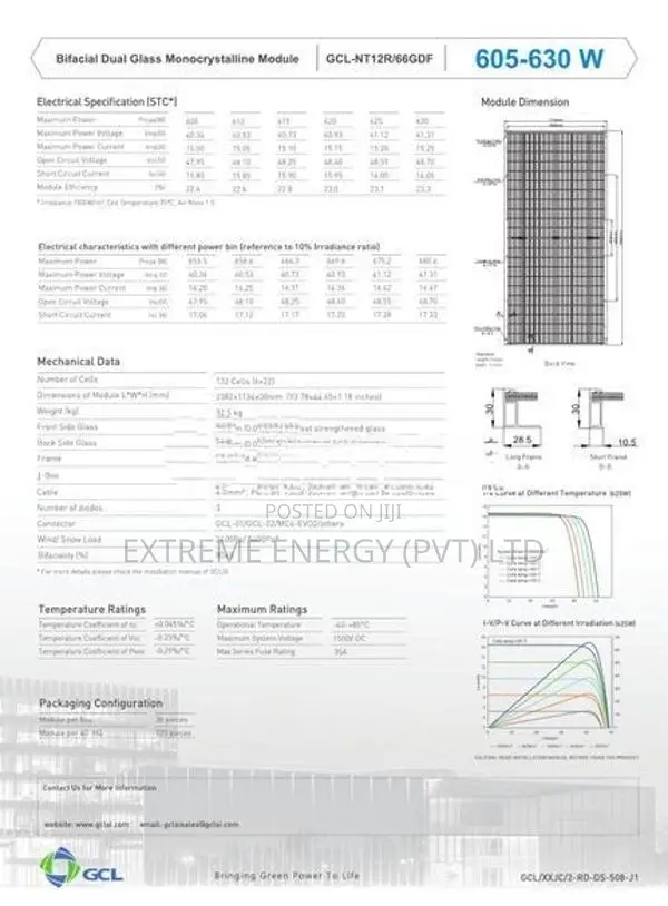 GCL NT12R/66GDC 620W Solar Panel – Brand New
