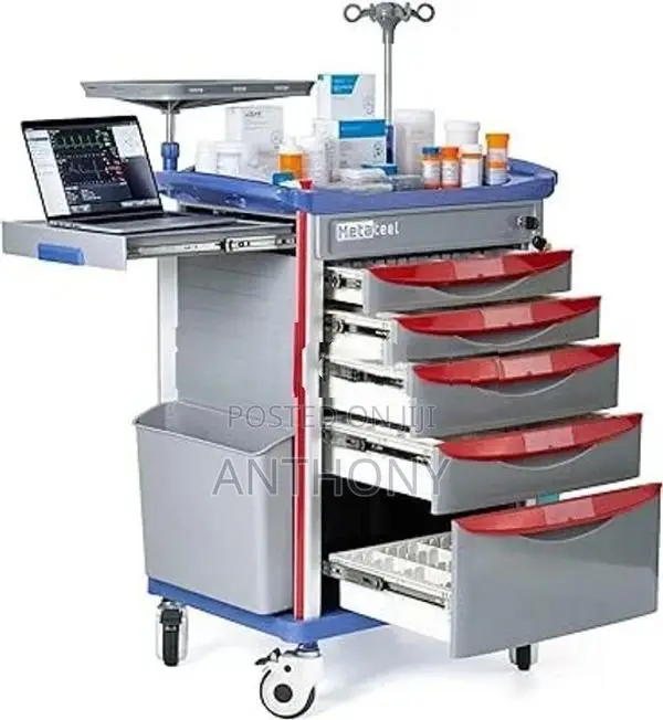 Imported Medical Crash Cart with Emergency Accessories