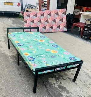 Steel single bed with mattress