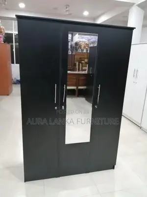 Melamine Black 3 Door Cupboard