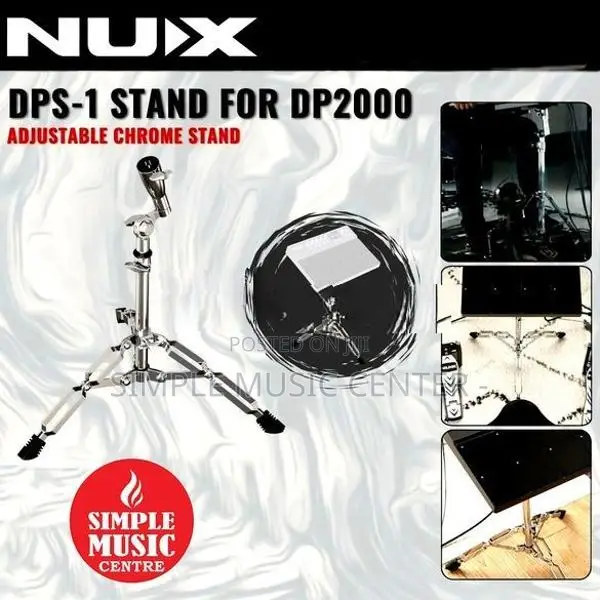 Nux Dps-1 Adjustable Chrome Electronic Percussion Pad Octapad Stand