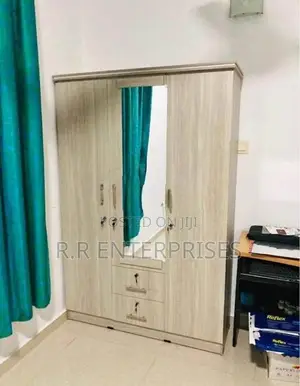 New 6*4 ft Ash White 3 Door Cloth Hanging Melamine Wardrobes
