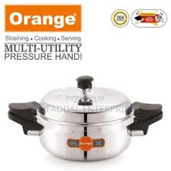 Multiutility Pressure Cooker Orange Stainless Steel