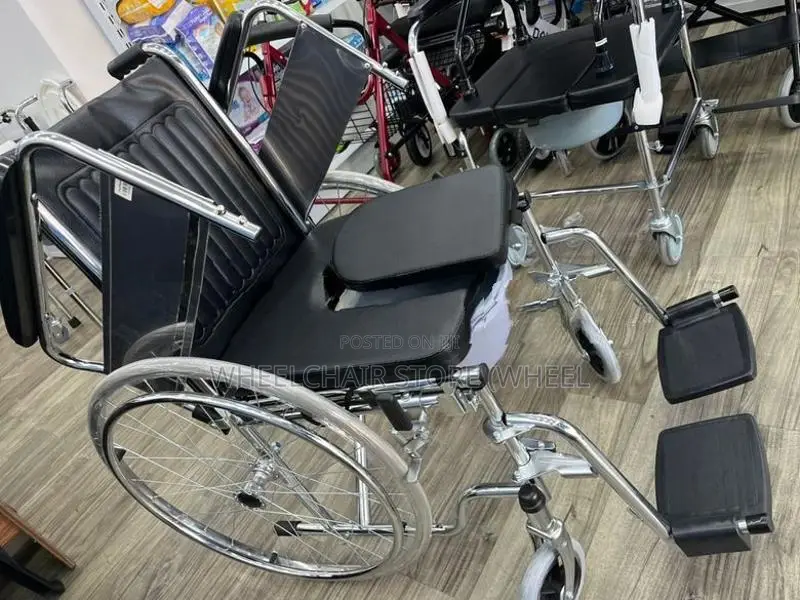 Commode Wheel Chair with Arm Decline