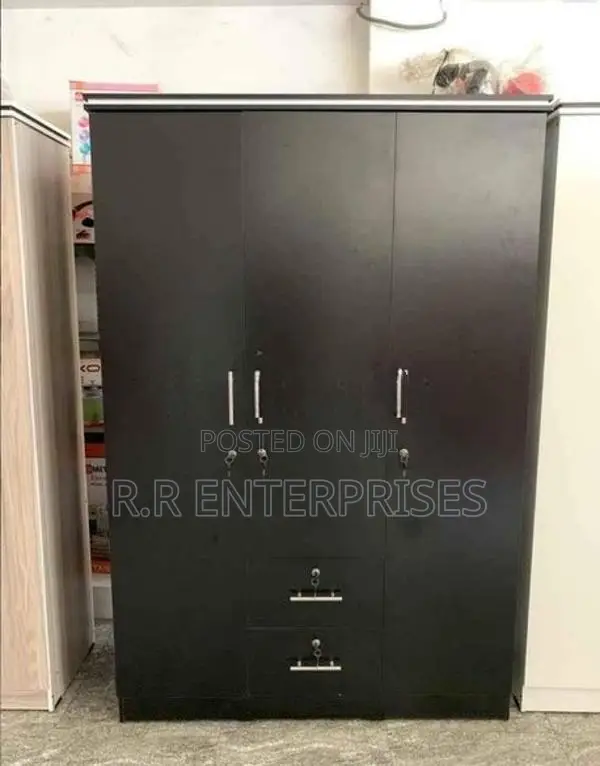 New Black 3 Door Melamine Wardrobes