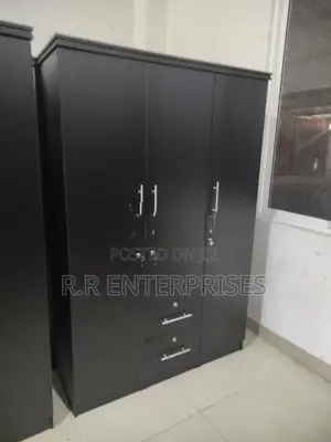 New Black 3 Door Melamine Wardrobes
