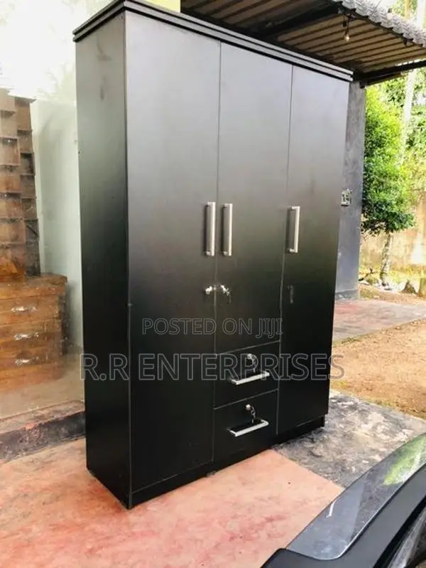New Black 3 Door Melamine Wardrobes