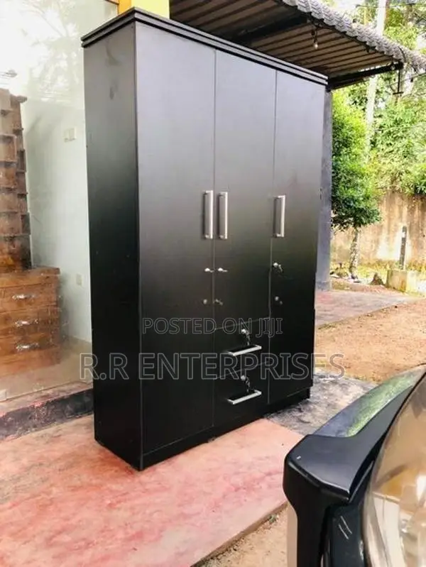 New Black 3 Door Melamine Wardrobes