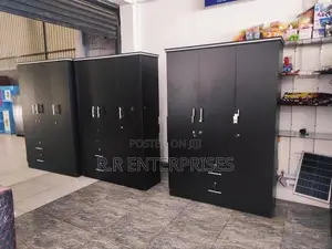 New 3 Door Black Melamine Wardrobes .