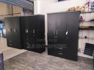 New 3 Door Black Melamine Wardrobes .