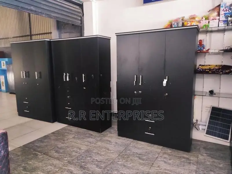 New 3 Door Black Melamine Wardrobes .