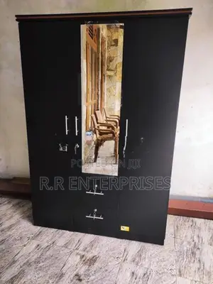 New 3D Black Melamine Wardrobes with Mirror