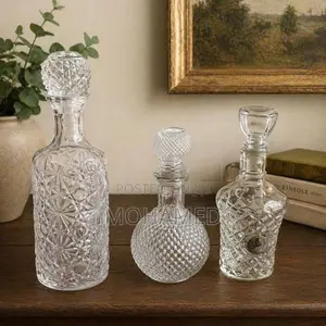 Crystal Wine Bottle Table Ornament Set
