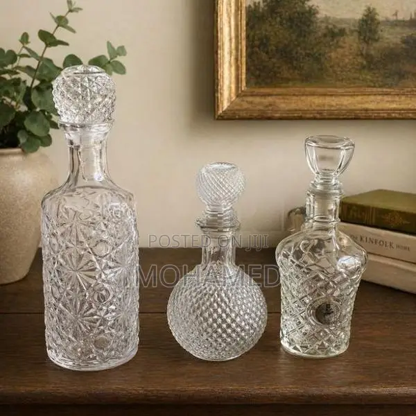 Crystal Wine Bottle Table Ornament Set