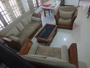 Solid Teak 3+2+1 Sofa Set with Coffee Table