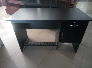 Melamine Black Writing Table with Ccupboard