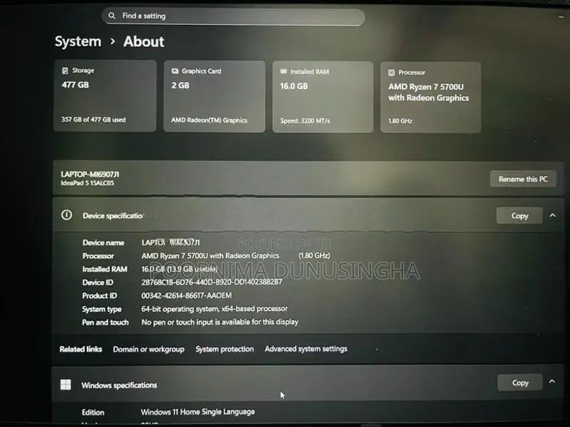 Lenovo IdeaPad Slim 5 – Ryzen 7 / 16GB 512GB NVMe