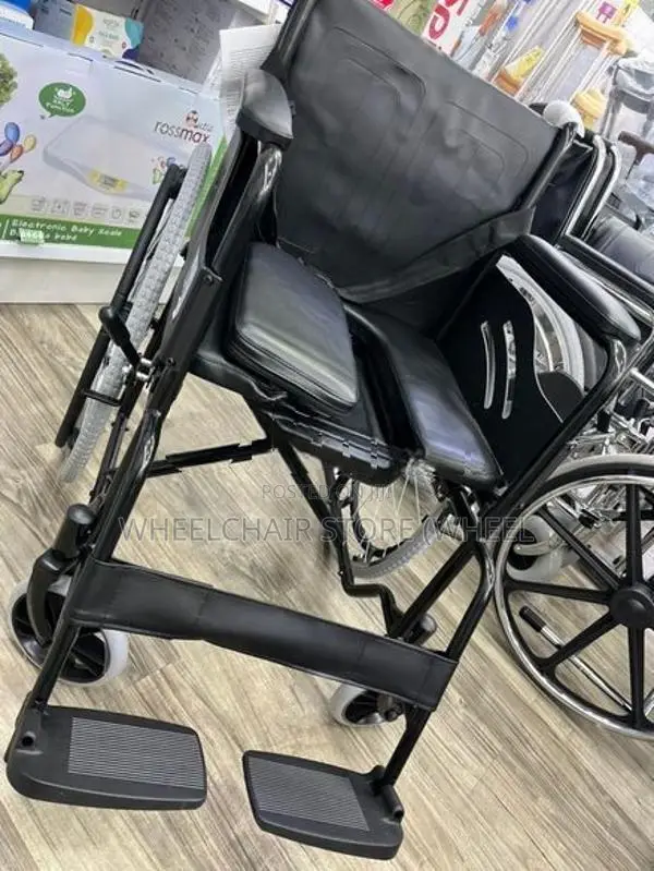 Commode Wheelchair Black with Safety Belt