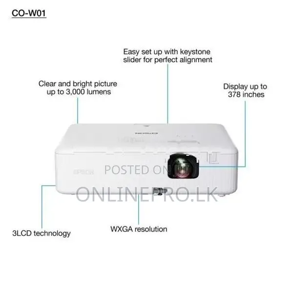 🎥 Epson CO-W01 Multimedia Projector – Perfect for Classroom