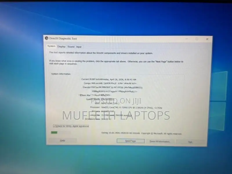 Lenovo i5 7Gen 8/256GB 15.6”HD display