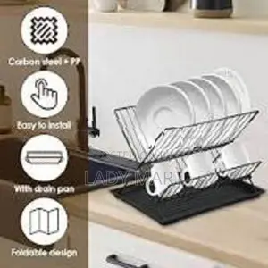 Foldable Dish Drying Rack X-Shape 2 Tier Drainer