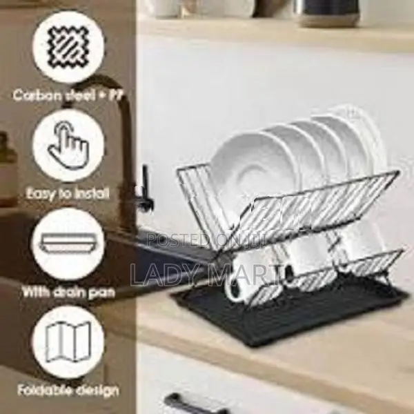 Foldable Dish Drying Rack X-Shape 2 Tier Drainer
