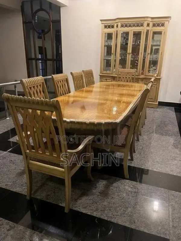 10 Seater Dining Table with Glass Cabinet