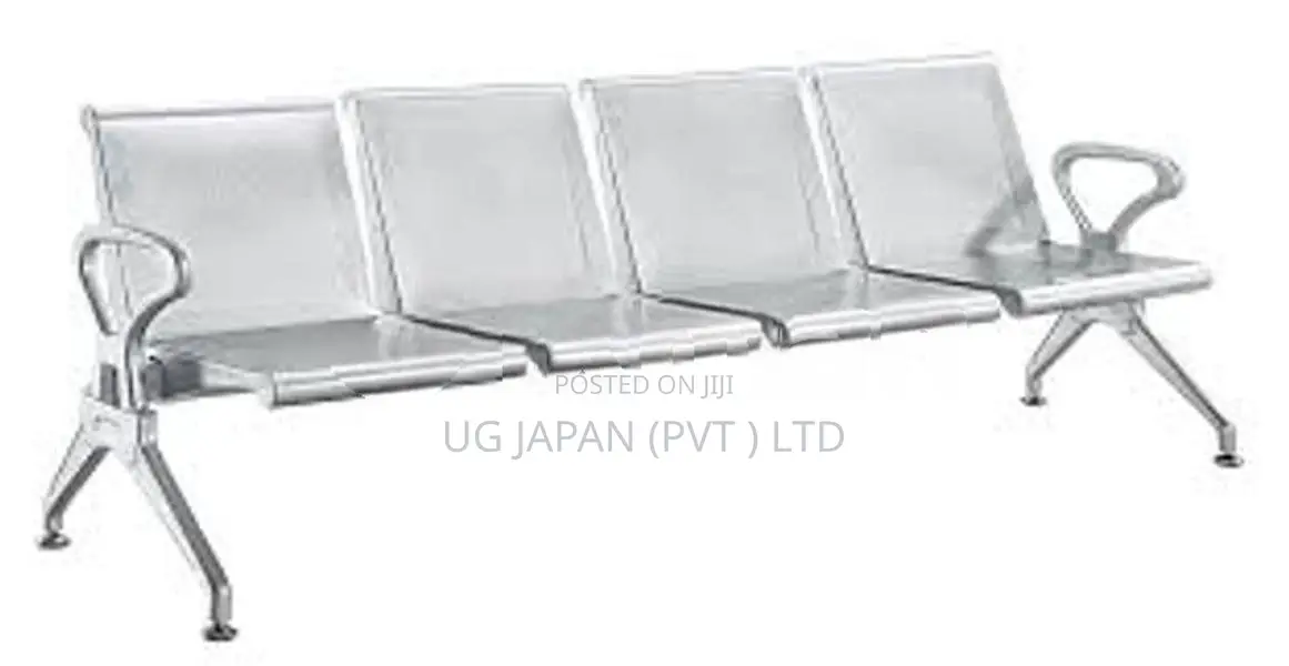 Imported Lobby /Gang /Waiting Area Chair (4 Seater) (Silver Color)