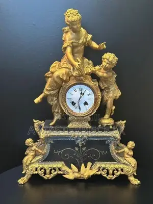 19th-Century Louis XV Gilt Bronze Mantel Clock
