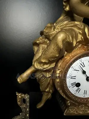 19th-Century Louis XV Gilt Bronze Mantel Clock
