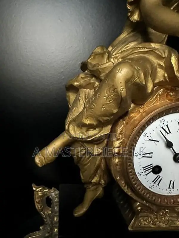 19th-Century Louis XV Gilt Bronze Mantel Clock