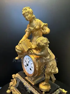 19th-Century Louis XV Gilt Bronze Mantel Clock