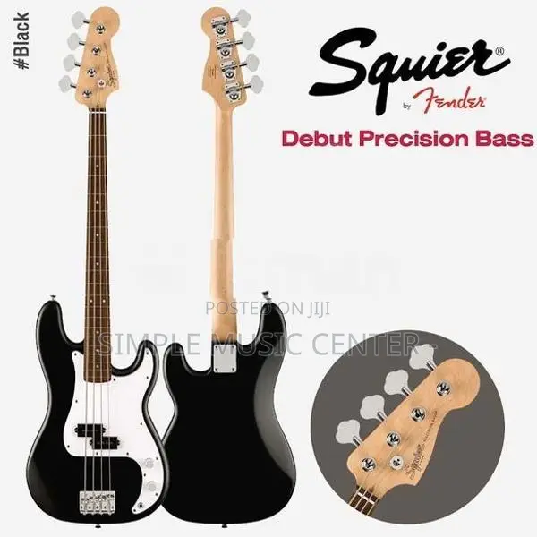 Fender Squier Precision Bass Guitar, Debut Series Laurel FB, Black