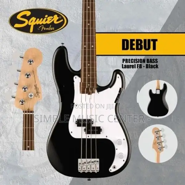 Fender Squier Precision Bass Guitar, Debut Series Laurel FB, Black