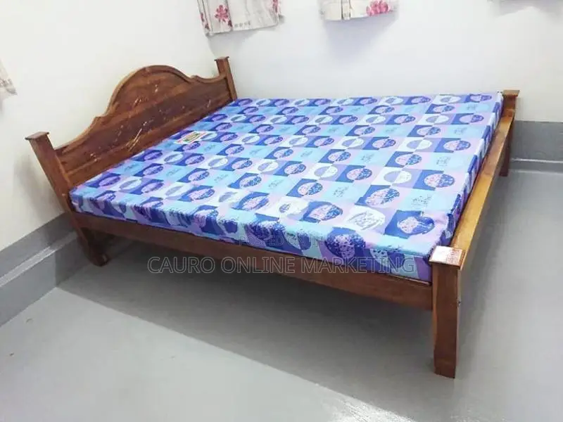 New Teak Arch Bed with Double Layer Mattress Queen Size