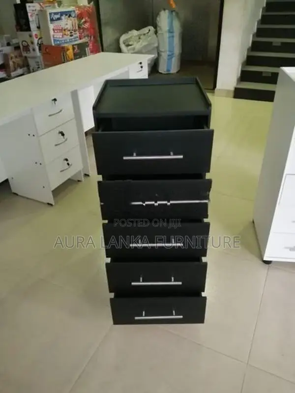 Melamine Black Drawer Cupboard