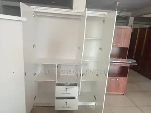 Melamine White 3door Cupboard with Mirror