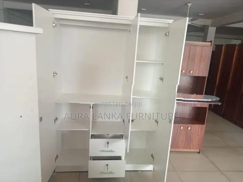 Melamine White 3door Cupboard with Mirror