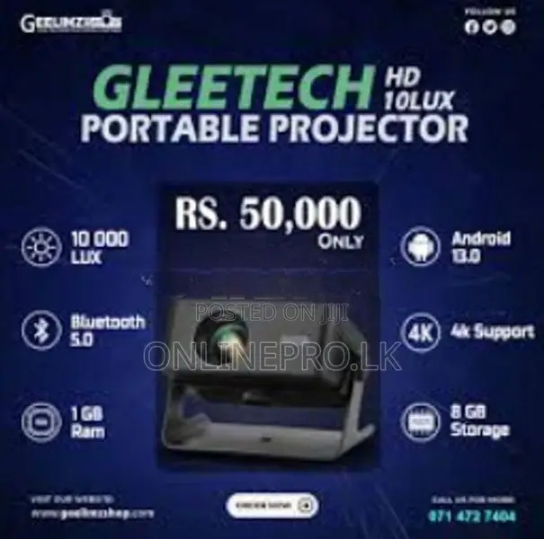 GLEETECH 10Lux Portable Projector | Small Size Big Screen Experience