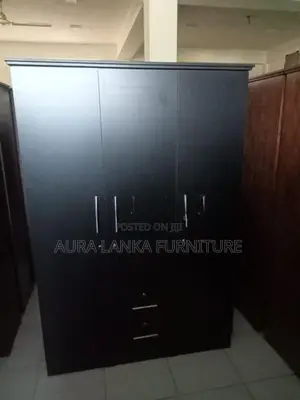 Melamine Black 3 Door Cupboard without Mirror