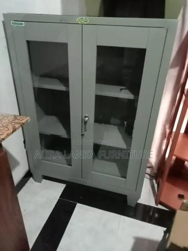 Steel Half Office Cupboard with Glass 4by 3
