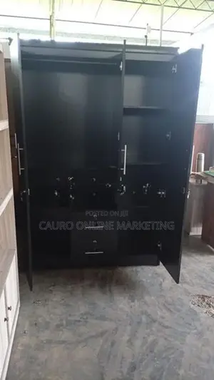 New Melamine Black Colour 3 Door Cupboard 6*4 Ft Wardrobe