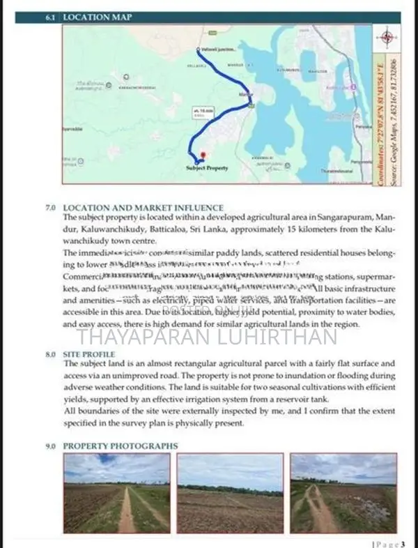 Agriculture Land for Sale Batticaloa