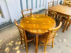 Brand New Solid Teak Round Dining Table with 4 Chairs | 3*3ft