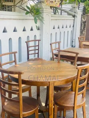 Brand New Solid Teak Round Dining Table with 4 Chairs | 3*3ft