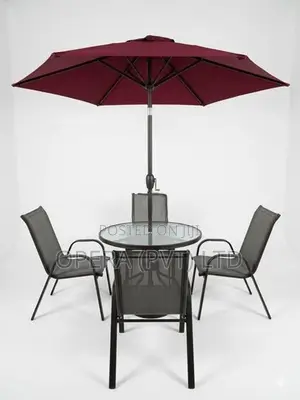 Outdoor Garden Set Table +4 Chair+Umbrella