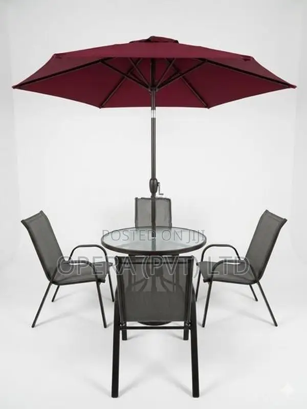 Outdoor Garden Set Table +4 Chair+Umbrella