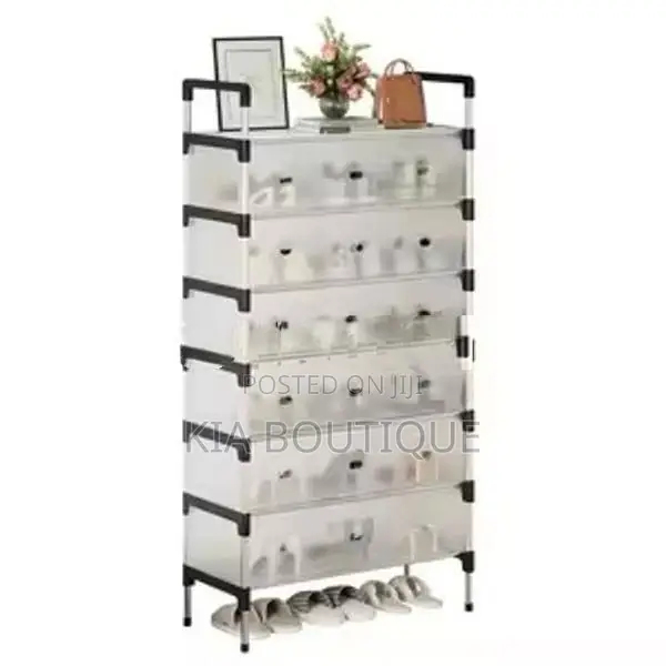 7 Layer Dustproof Shoe Rack with Flip Doors Space