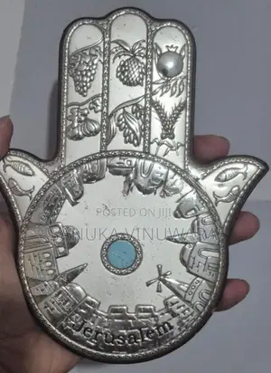 Antique Silver-Toned Metal Hamsa Wall Hanging